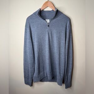 J. Crew Men’s 100% Merino Wool Quarter Zip 1/4 Zip Knit Sweater Gray Size Large